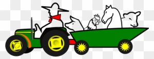 Farmer, Animals, Car, Farm, Green, Horse - Moving Tractor Animation