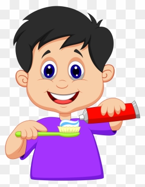 Cepillo De Dientes, Pasta De Dientes, Cepillarse Los - Boy Brushing Teeth Clipart