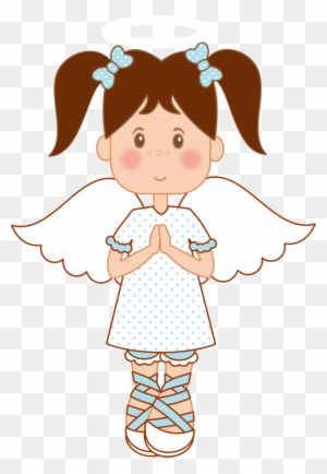 Angel Clipart Brown Hair Pencil And In Color - Angel For Christening Girl Clipart