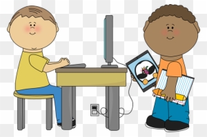 Library Clipart School Facility - Students And Technology Clipart