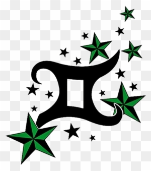 Awesome Symbol With Nautical Stars Design - Zodiac Sign For Aquarius Tattoo