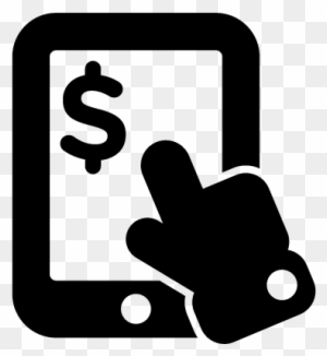 Hand Pointing To Dollar Sign On Tablet Device Vector - Online Payment Icon Black