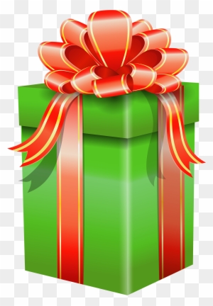 Green Gift Box With Red Bow Png Clipart - Red
