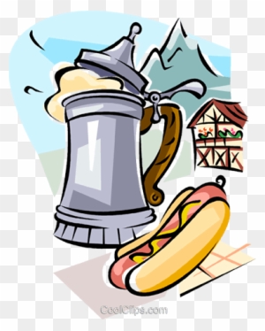 German Beer And Wurst Sausage Royalty Free Vector Clip - German Beer Stein Clipart