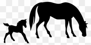 Horse Vector Free 7 Mare And Foal Clip - Black And White Silhouette Horse Clipart