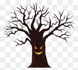 Spooky Tree Clipart - Scary Tree Cartoon Png
