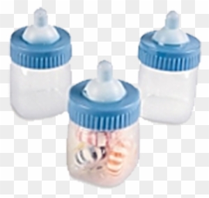Plastic Blue Baby Bottle Containers - Fun Express Pastel Blue Baby Bottle Containers (1 Dz)