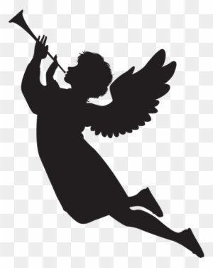 Angel With Fanfare Silhouette Png Clip Art Image - Angel Silhouette Png