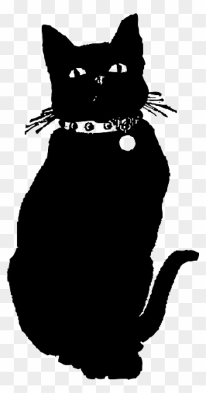 Cat, Silhouette, Cartoon, Dog, Mammals, Cute - Black Cat Illustration Png