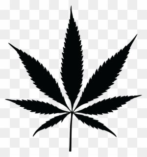 Free Clipart Of A Black Silhouetted Cannabis Pot Leaf - Cannabis Leaf