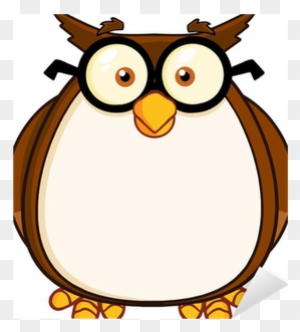 Wise Owl Teacher Cartoon Character With Glasses Sticker - Cartoon Wise Owl