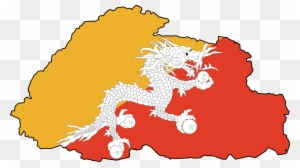 Flag Map Of Bhutan Drapeau Bandiera Bandeira Flagga - Bhutan Flag Map