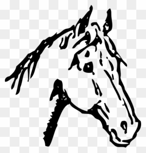 Horse Head Drawing Clip Art At Clker - Black And White Horse Head