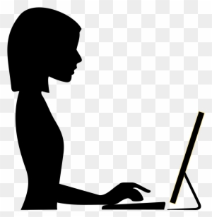 Female Computer Clipart - Woman Computer Icon