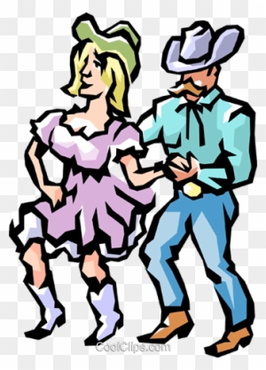 Square Dancers Royalty Free Vector Clip Art Illustration - Country A Western