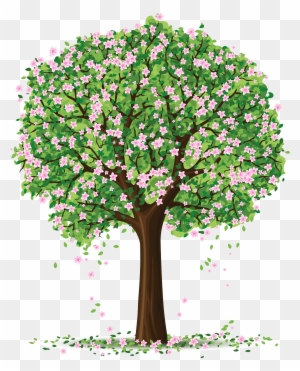 Spring - Cartoon Tree With Flowers