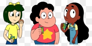 Steven, Connie And Breena Are Having Snacks By Magic - Steven Universe Drink Juice
