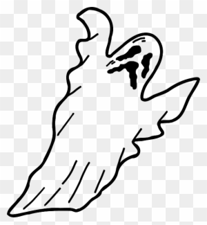 Scary, Spooky, Halloween, Flying, Floating - Scary Ghost Outline