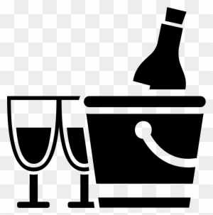 Wine Bottle In Bucket With Two Glasses Comments - Wine And Glass Png Icon