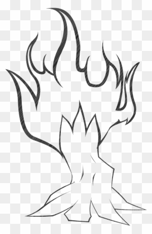 Burning Tree Tattoo Design By Pargile On Clipart Library - Burning Tree Line Drawing