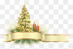 Gold Bow Clipart - Christmas Tree Frame Png
