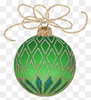 Christmas Green And Gold Ornament Clipart - Green And Gold Ornaments