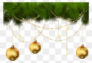 Pine Branches And Christmas Ornaments Transparent Png - Christmas Tree Branche Png