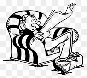 Slouching Man Reading Paper - Old Man Reading Newspaper Cartoon