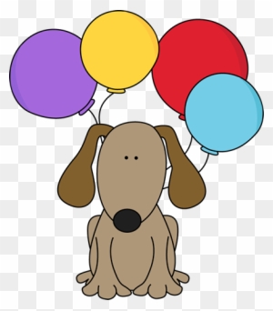 Dog With Balloons Clip Art - Dog Birthday Clip Art