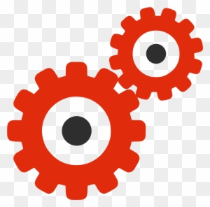 File - Red Silhouette - Gears - Svg - Red Gear Icon Png