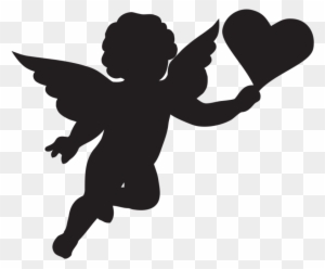 Cherub Cupid Silhouette Clip Art - Angel Silhouette