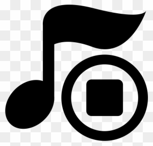 Music Note Symbol With Stop Button Vector - Logo Of Music Player