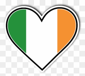 Irish Flag Heart Vinyl Die Cut Sticker - Italian Flag Heart Png