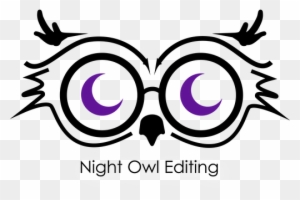 Owl With Moons In Glasses Logo For Night Owl Editing - Night Owl Editing
