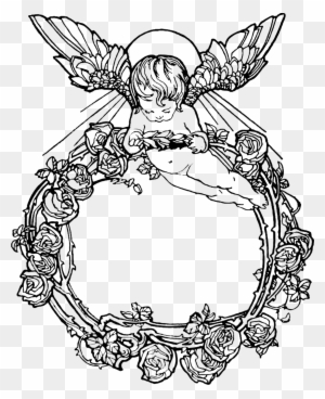 I Have Included Several Black Versions Of This Design - Angel Frame Vintage Freefont