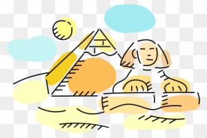 Vector Illustration Of Ancient Egyptian Sphinx And - Egyptian Pyramids Cartoon