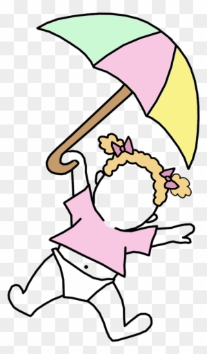 Single Baby Girl With Umbrella Mandys Moon Personalized - Cartoon Single Baby Girl With Umbrella Mandys Moon Personalized - Cartoon