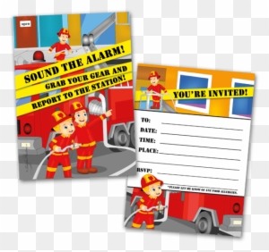 20 Kids Party Invitation Cards Fireman Themed And 20 - Children's Party