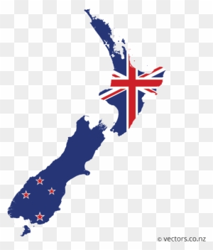 Flag Vector Map Of New Zealand - Map Of New Zealand