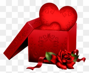 Heart With Gift Box - Valentines Day Roses Png