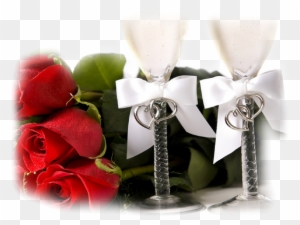 Tubes Saint Valentin Tasse Chocolat Ruban Champagne - Valentines Day Roses With Wine Glasses