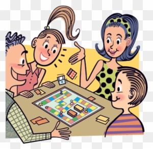 Play Games Cliparts - Family Playing Board Games Clipart