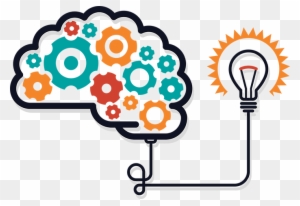 Content Marketing Brain Idea Illustration - Lightbulb And Gears Icon Png