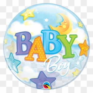 Baby Boy Moon & Stars Bubble Balloon - Baby Boy Bubble Balloon