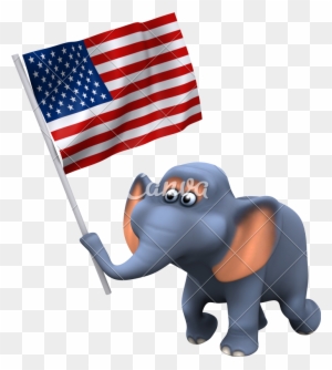 3d Elephant With The Stars And Stripes - Immigration Demonstration, May 1, 2006, Fresno, California