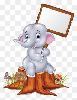 Baby Blue Elephant Holding Poster - Cute Baby Elephant Holding Sign