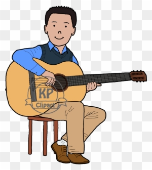 Then Began Drawing The Guitar - Boy Playing Guitar Drawing In Colors