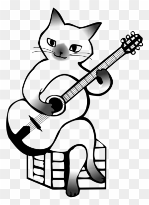 Cat Playing A Guitar Coloring Page - Musical Instruments