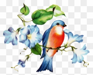 Art Flowers - Vintage Blue Bird Art
