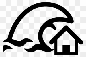 Tsunami Insurance Symbol Of A Home And A Big Ocean - Tsunami Symbol
